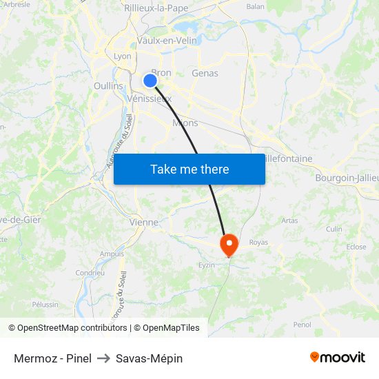 Mermoz - Pinel to Savas-Mépin map