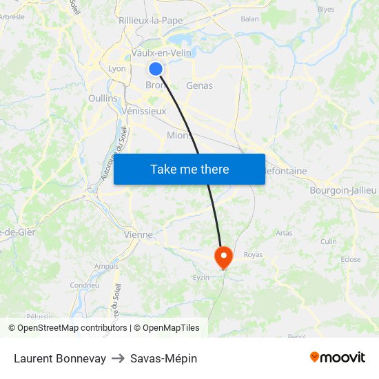 Laurent Bonnevay to Savas-Mépin map