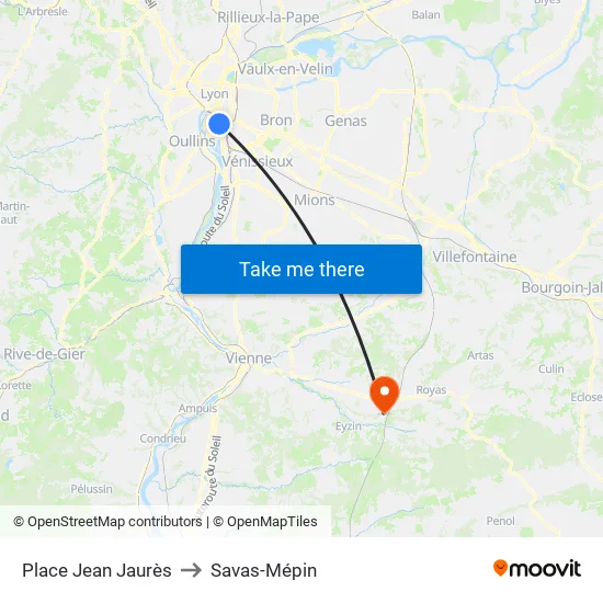 Place Jean Jaurès to Savas-Mépin map