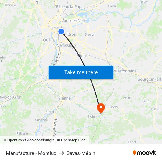 Manufacture - Montluc to Savas-Mépin map