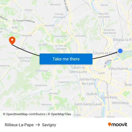 Rillieux-La-Pape to Savigny map