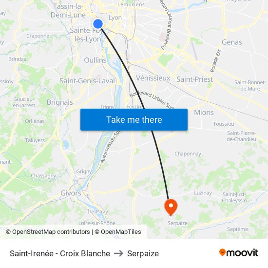 Saint-Irenée - Croix Blanche to Serpaize map