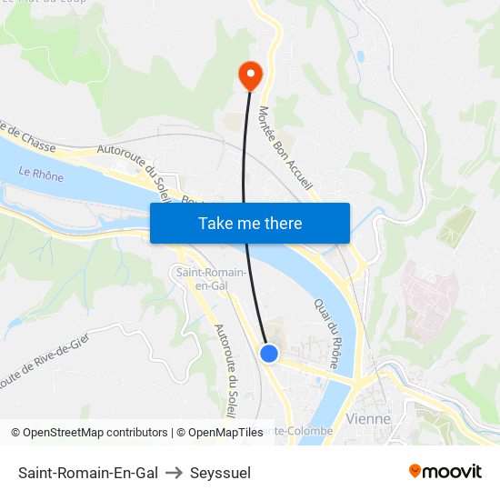 Saint-Romain-En-Gal to Seyssuel map