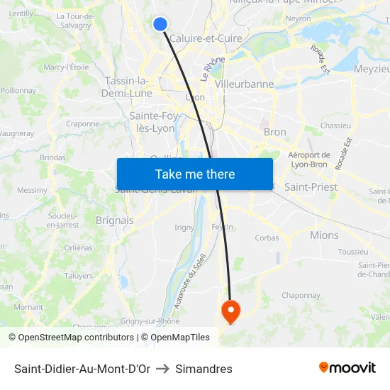 Saint-Didier-Au-Mont-D'Or to Simandres map