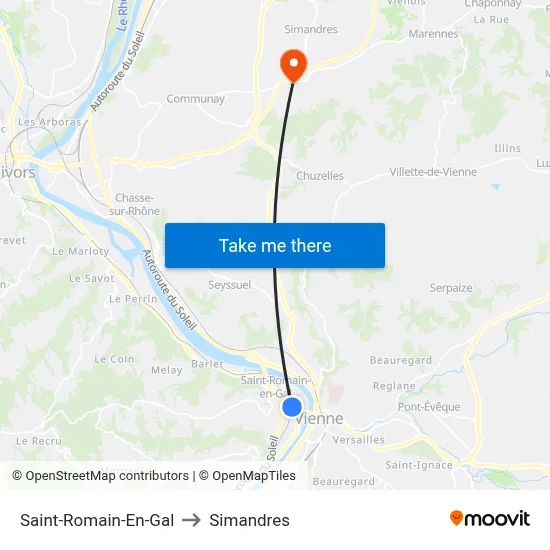 Saint-Romain-En-Gal to Simandres map