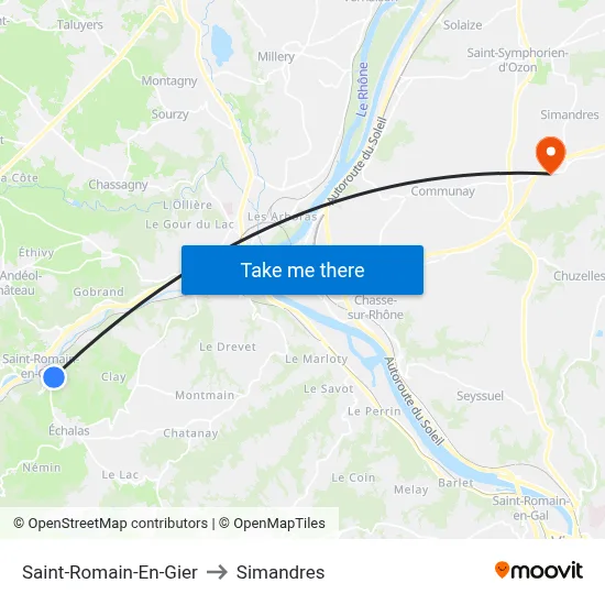 Saint-Romain-En-Gier to Simandres map