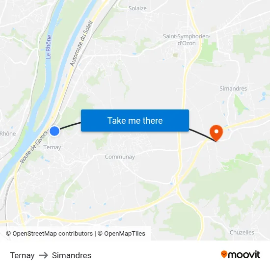 Ternay to Simandres map