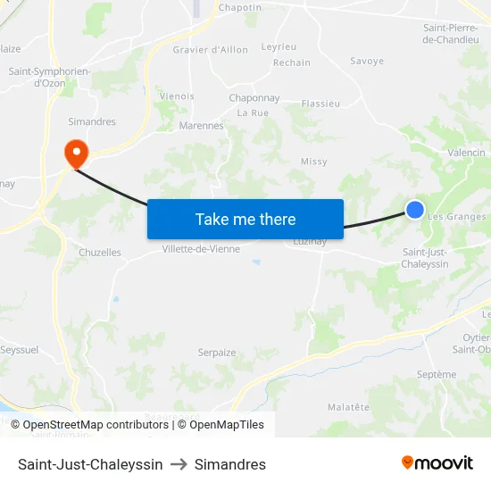 Saint-Just-Chaleyssin to Simandres map