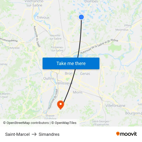 Saint-Marcel to Simandres map