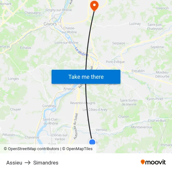 Assieu to Simandres map
