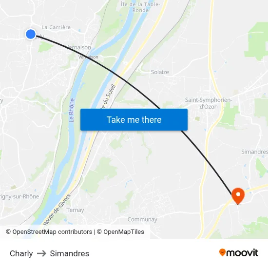 Charly to Simandres map