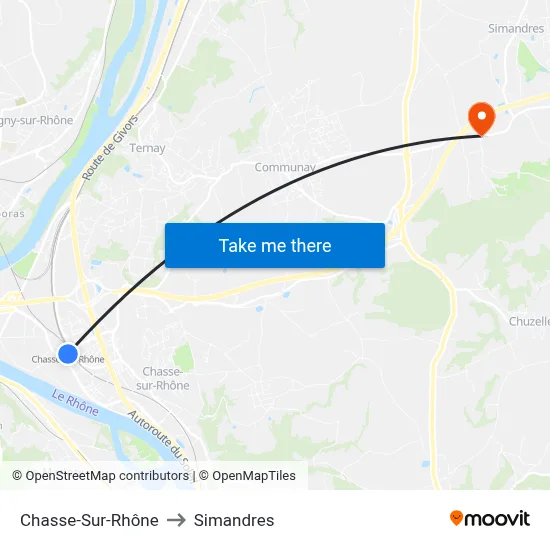 Chasse-Sur-Rhône to Simandres map