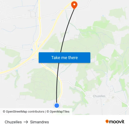 Chuzelles to Simandres map
