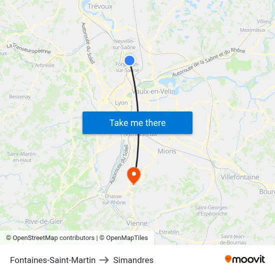 Fontaines-Saint-Martin to Simandres map