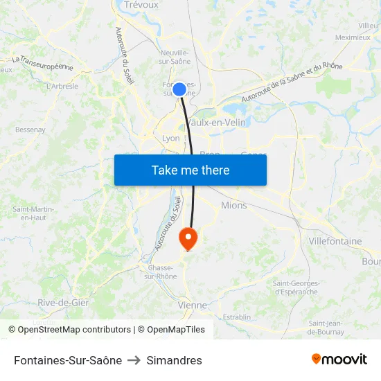 Fontaines-Sur-Saône to Simandres map