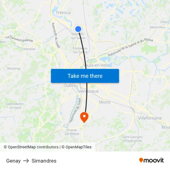 Genay to Simandres map