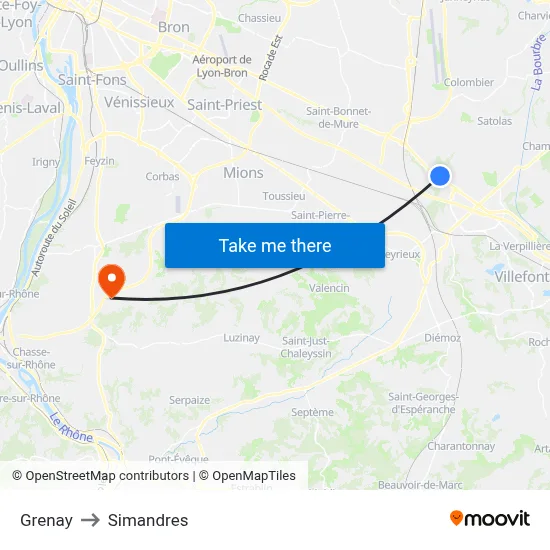 Grenay to Simandres map