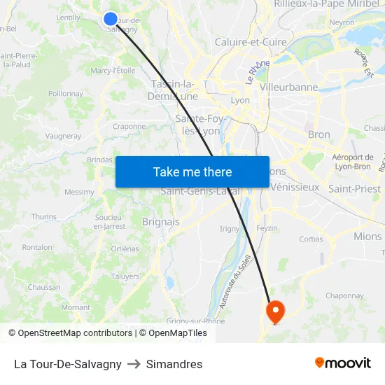 La Tour-De-Salvagny to Simandres map