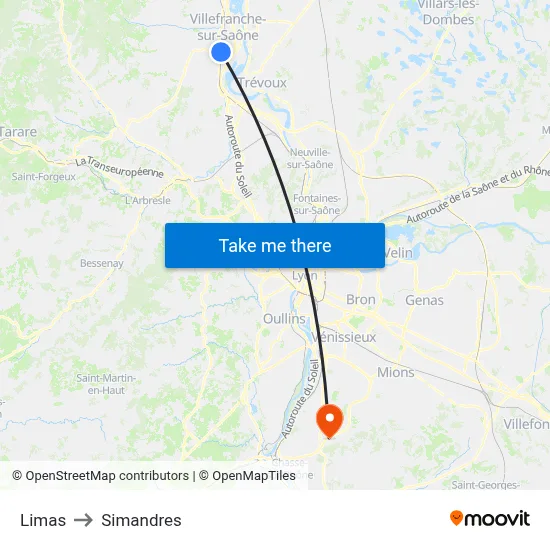 Limas to Simandres map
