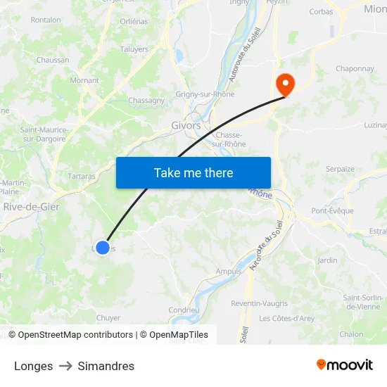 Longes to Simandres map