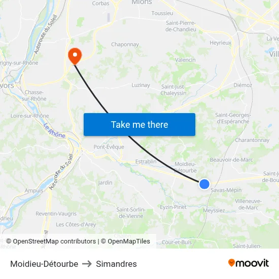 Moidieu-Détourbe to Simandres map
