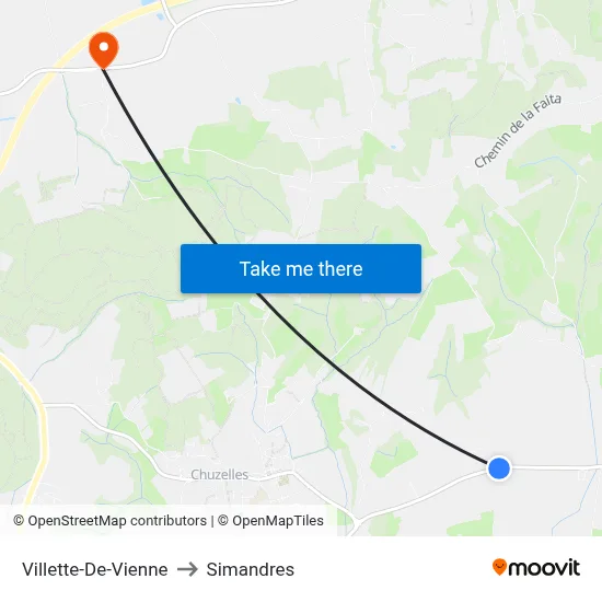 Villette-De-Vienne to Simandres map