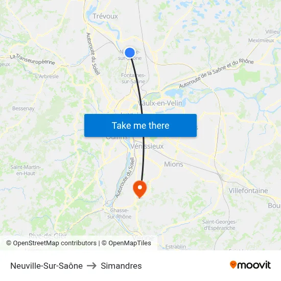 Neuville-Sur-Saône to Simandres map