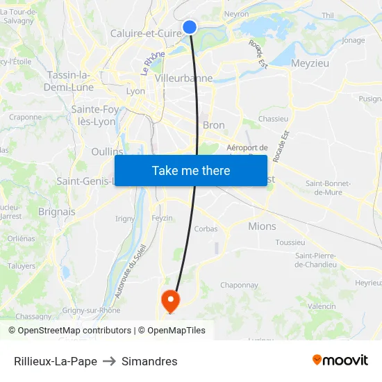 Rillieux-La-Pape to Simandres map