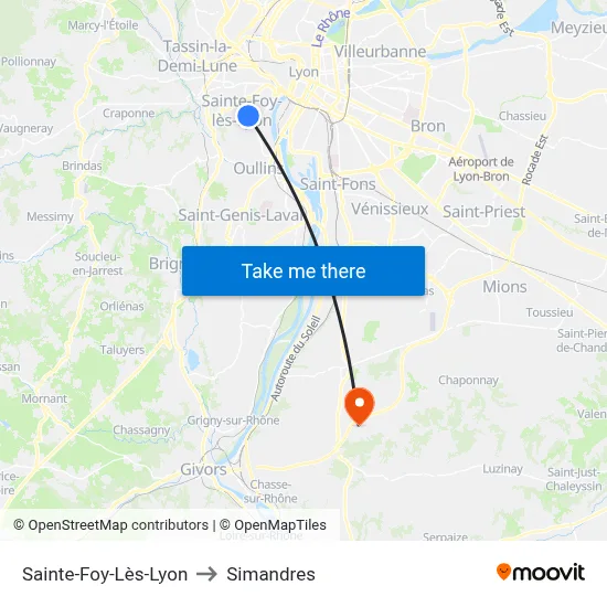 Sainte-Foy-Lès-Lyon to Simandres map