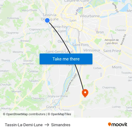Tassin-La-Demi-Lune to Simandres map