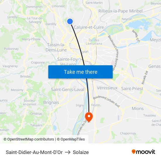 Saint-Didier-Au-Mont-D'Or to Solaize map