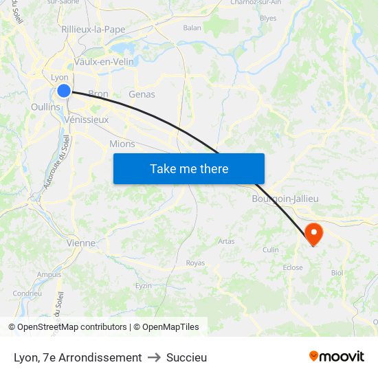 Lyon, 7e Arrondissement to Succieu map