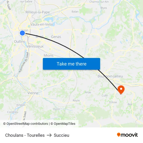 Choulans - Tourelles to Succieu map