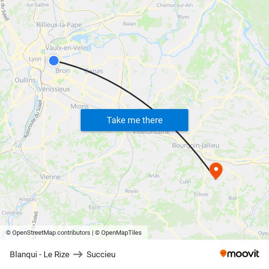 Blanqui - Le Rize to Succieu map