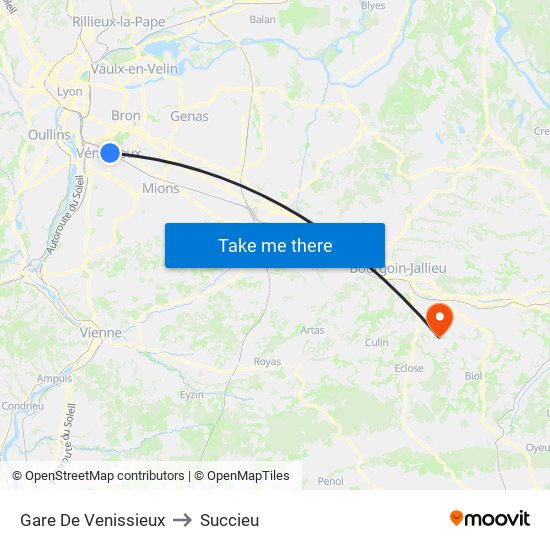 Gare De Venissieux to Succieu map