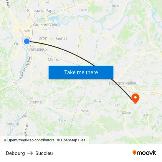 Debourg to Succieu map