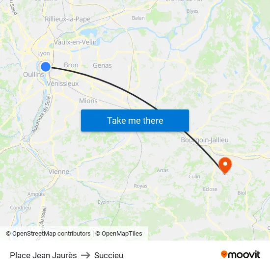 Place Jean Jaurès to Succieu map