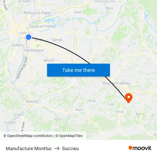 Manufacture Montluc to Succieu map