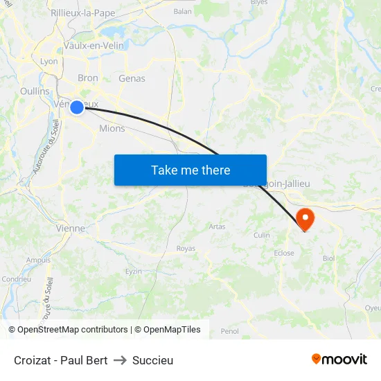 Croizat - Paul Bert to Succieu map