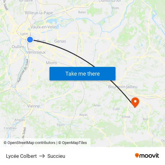 Lycée Colbert to Succieu map