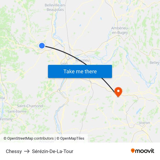 Chessy to Sérézin-De-La-Tour map