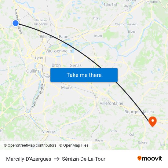 Marcilly-D'Azergues to Sérézin-De-La-Tour map