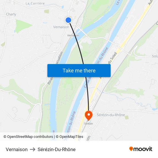 Vernaison to Sérézin-Du-Rhône map