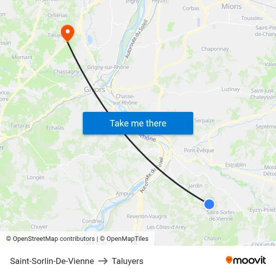 Saint-Sorlin-De-Vienne to Taluyers map