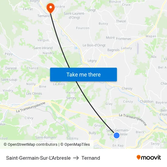 Saint-Germain-Sur-L'Arbresle to Ternand map