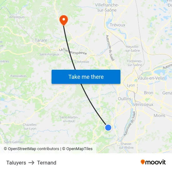 Taluyers to Ternand map