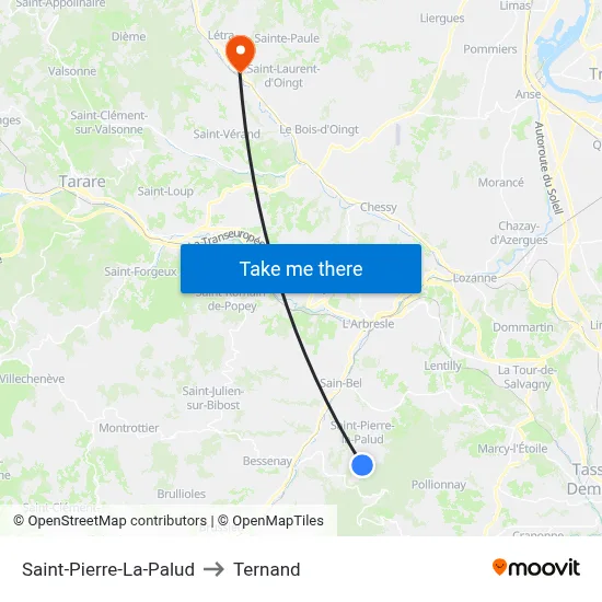 Saint-Pierre-La-Palud to Ternand map