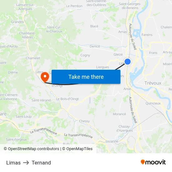 Limas to Ternand map