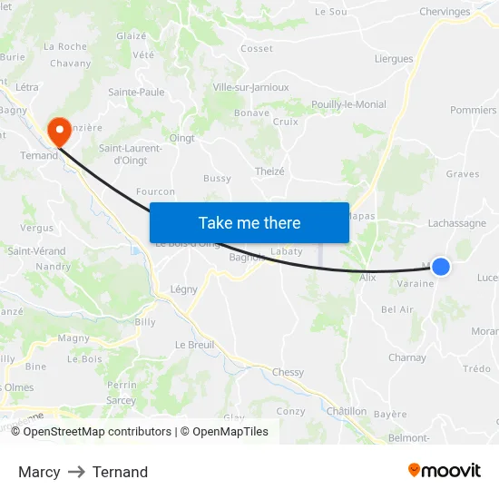Marcy to Ternand map