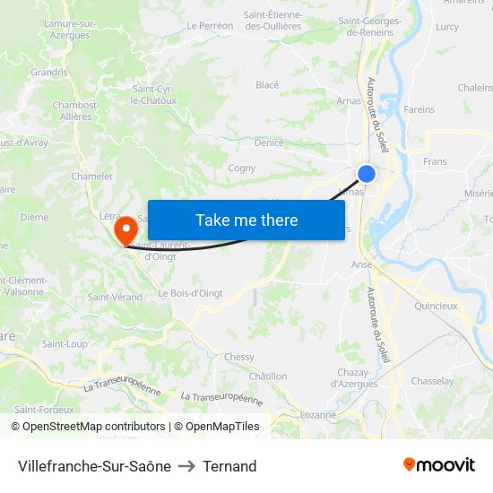 Villefranche-Sur-Saône to Ternand map